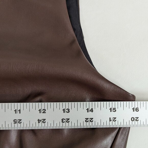 Banana Republic Factory Vegan Leather Dress Brown Size 0 Midi Length - Picture 6 of 9